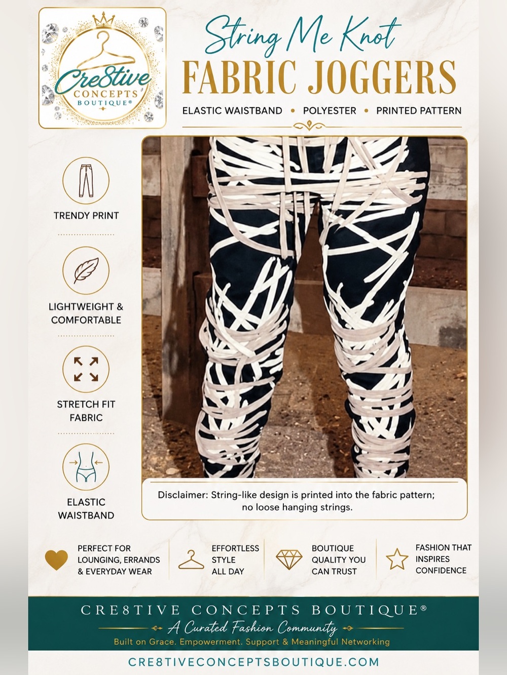 String Me KNOT Fabric Print Joggers